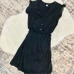 🍁Black Button-Down Dress with Tie Waist